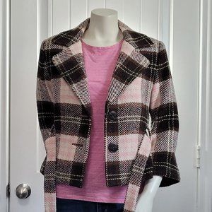 CAbi Pink & Chocolate Wool Blend Jacket / Coat Size - 8